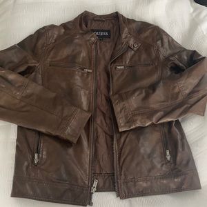 Guess Men’s brown leather jacket